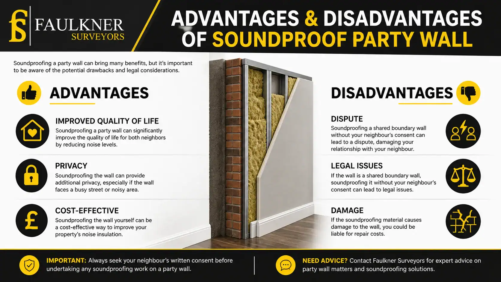Can you soundproof a Party wall? 2 Advantages and Disadvantages of Soundproof Party Wall Stratford-upon-Avon