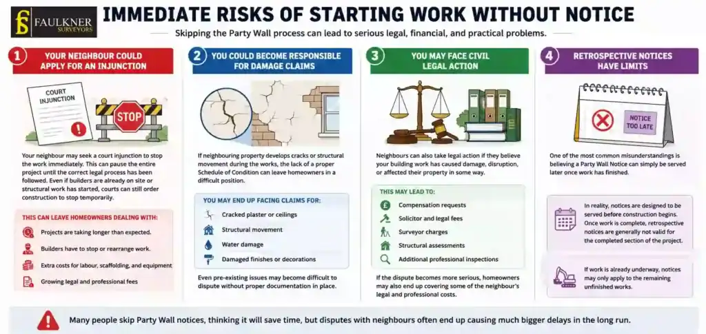 What Happens If You Start Work Without a Party Wall Notice? 1 Immediate Risks of Starting Work Without Party Wall Notice Stratford-upon-Avon