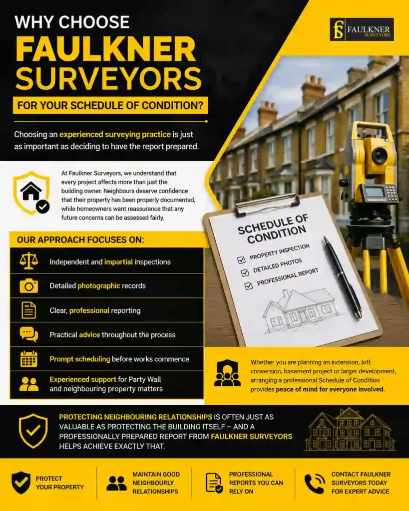 Schedule of Condition: What It Is and Why It Protects Both Neighbours 3 Why Choose Faulkner Surveyors for Your Schedule of Condition Stratford-upon-Avon?